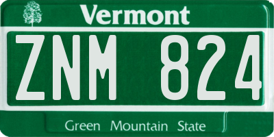 VT license plate ZNM824
