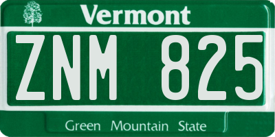 VT license plate ZNM825