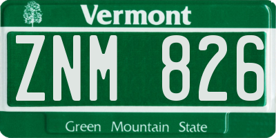 VT license plate ZNM826