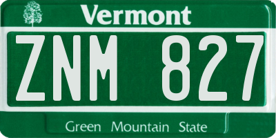 VT license plate ZNM827