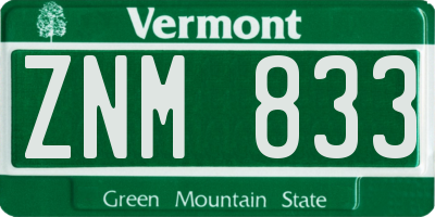 VT license plate ZNM833