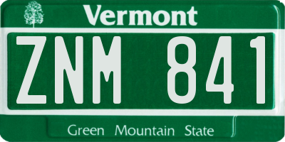 VT license plate ZNM841