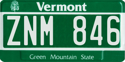 VT license plate ZNM846