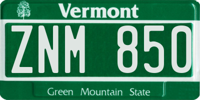 VT license plate ZNM850