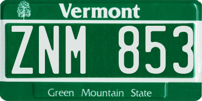 VT license plate ZNM853