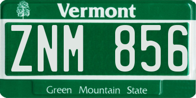 VT license plate ZNM856