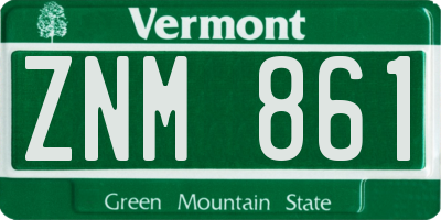 VT license plate ZNM861