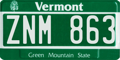 VT license plate ZNM863