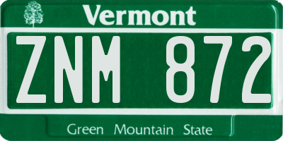 VT license plate ZNM872
