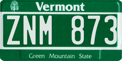 VT license plate ZNM873