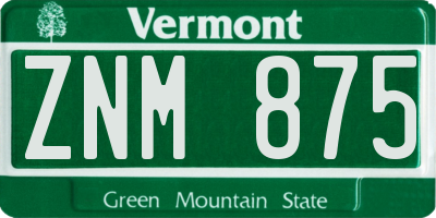 VT license plate ZNM875