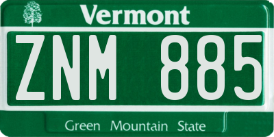 VT license plate ZNM885