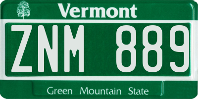 VT license plate ZNM889
