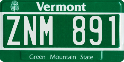 VT license plate ZNM891