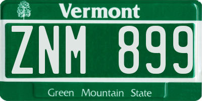 VT license plate ZNM899