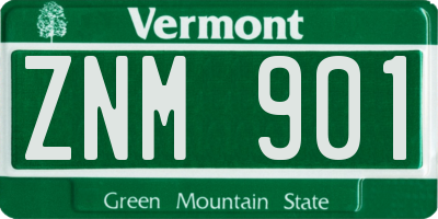 VT license plate ZNM901