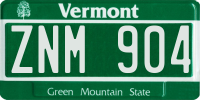 VT license plate ZNM904