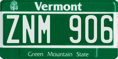 VT license plate ZNM906