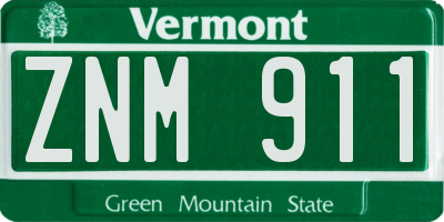 VT license plate ZNM911