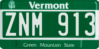 VT license plate ZNM913