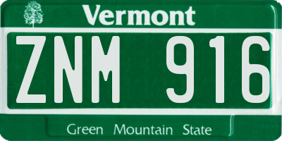 VT license plate ZNM916