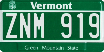 VT license plate ZNM919