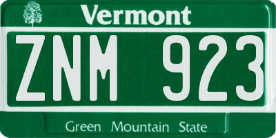 VT license plate ZNM923