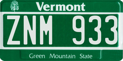 VT license plate ZNM933