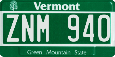 VT license plate ZNM940