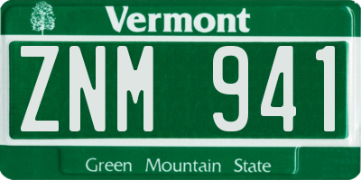 VT license plate ZNM941
