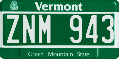 VT license plate ZNM943