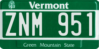 VT license plate ZNM951