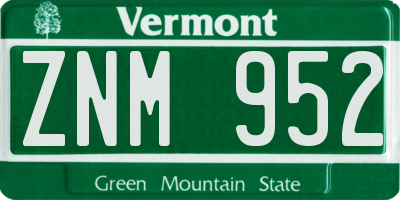 VT license plate ZNM952