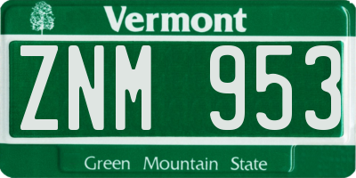 VT license plate ZNM953