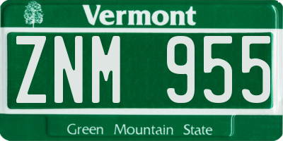 VT license plate ZNM955