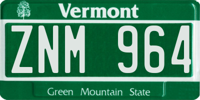 VT license plate ZNM964