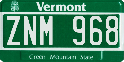 VT license plate ZNM968