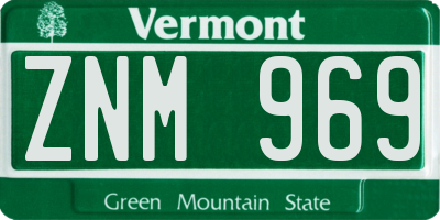 VT license plate ZNM969