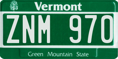 VT license plate ZNM970