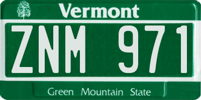VT license plate ZNM971