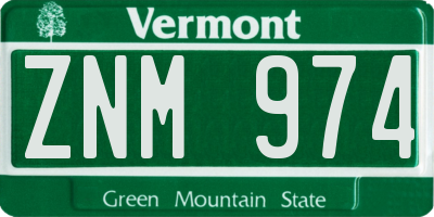 VT license plate ZNM974