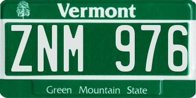VT license plate ZNM976