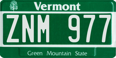 VT license plate ZNM977