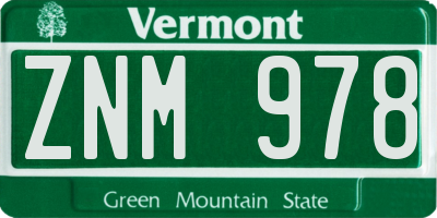 VT license plate ZNM978
