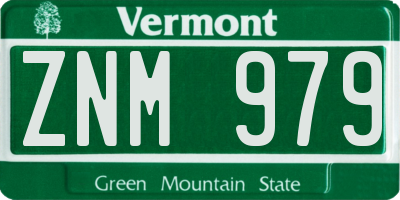 VT license plate ZNM979