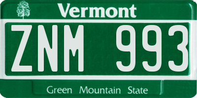 VT license plate ZNM993