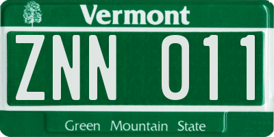 VT license plate ZNN011