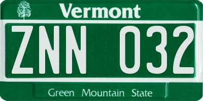 VT license plate ZNN032