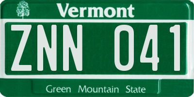 VT license plate ZNN041