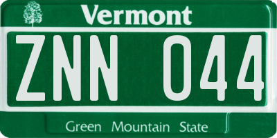 VT license plate ZNN044